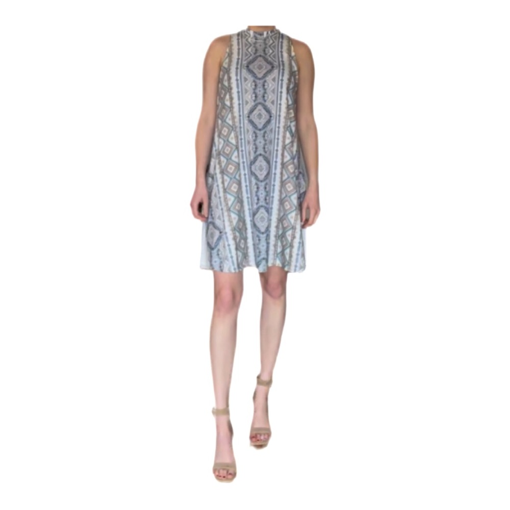 Blu Pepper blue/white/multicolor print dress